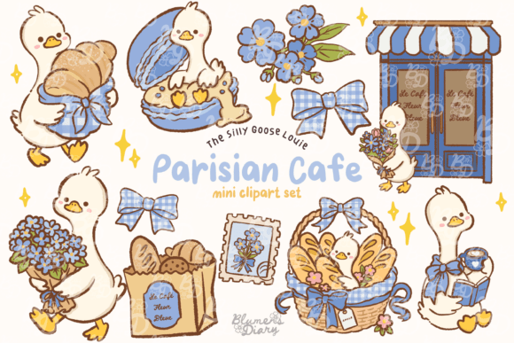 Download Kawaii Goose Parisian Cafe Clipart - Cafe Collection