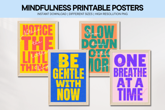 Download Mindfulness Quotes Wall Art Posters Set - Poster Collection