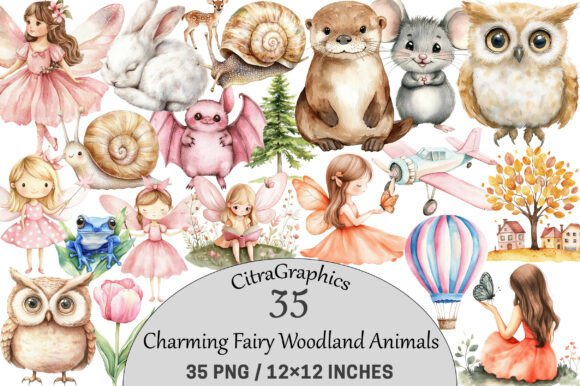 Download Charming Fairy Woodland Animals Clipart. - Premium Bundle